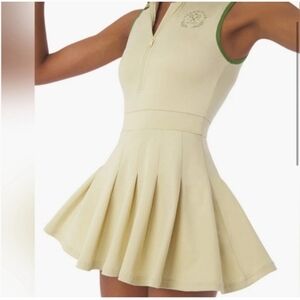 We Wore What Sleeveless Cream Tennis Dress with Green Trim